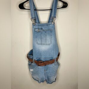 LEI L Y2K Distressed Unisex Side Button Western Overalls